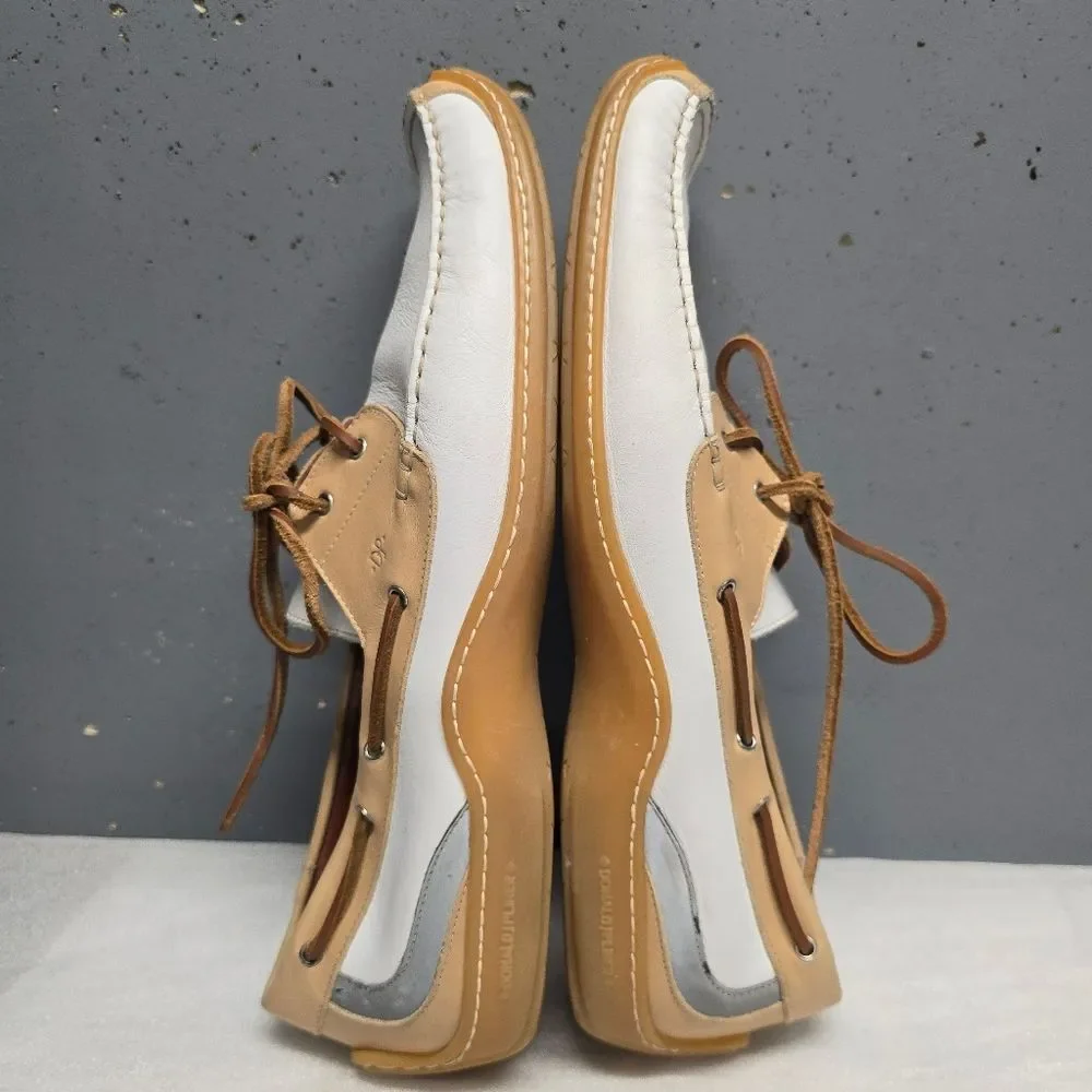 Donald Pliner Eaton White Tan Leather Casual Boat Shoes Size 12